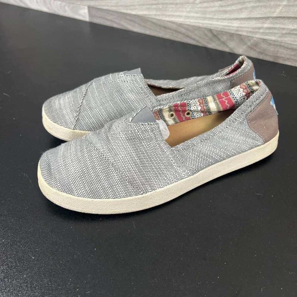 Toms Slip-On‎ Shoes Womens Size 8.5 Grayish Blue Textured Comfort Causal Beachy
